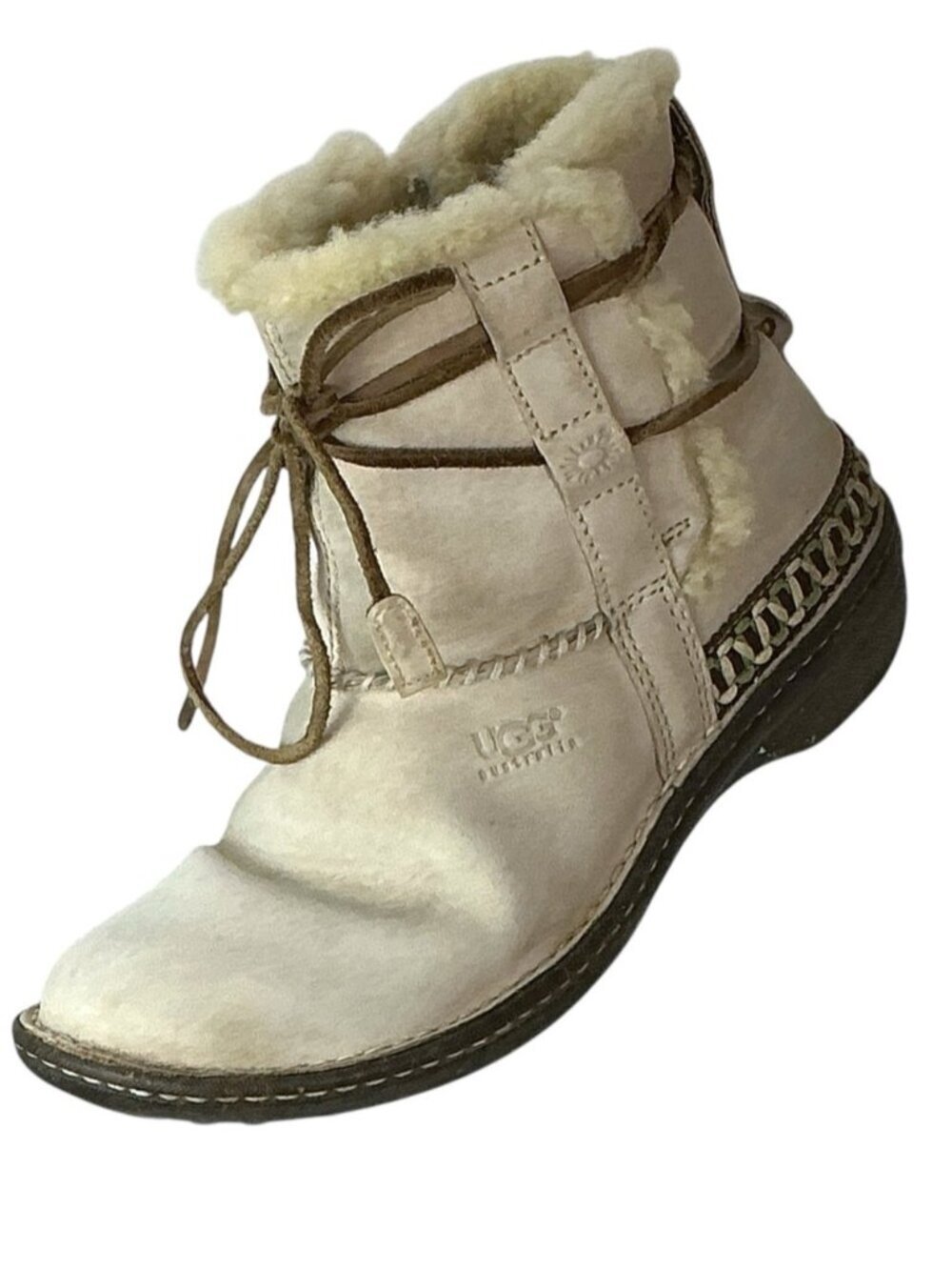 UGG Australia Ankle Boots Womens Cove Suede Leather 5178 Beige Cream US size 9